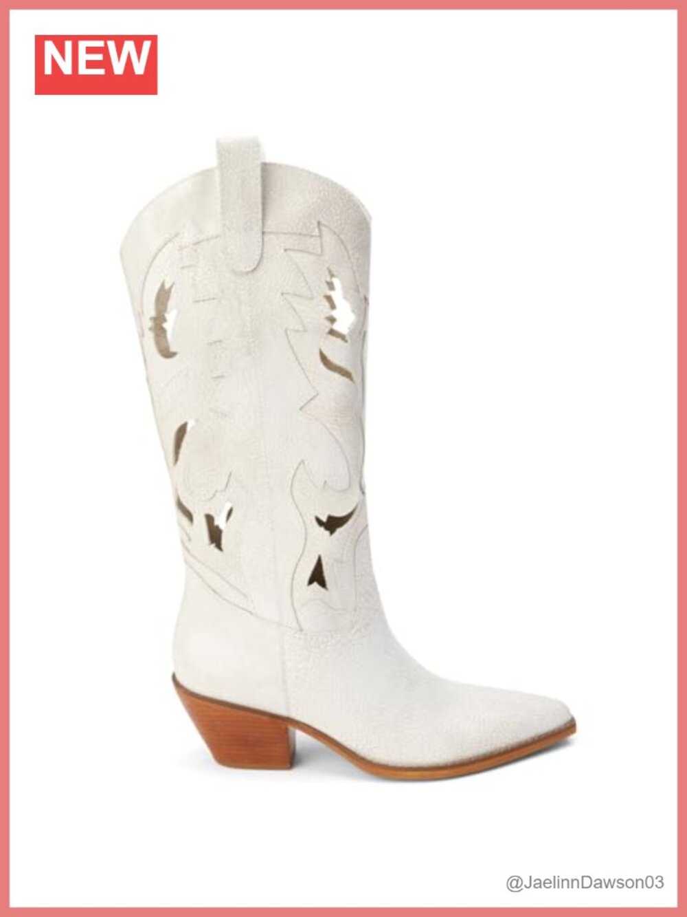Leather Knee-High Western Boots Pointed Toe Block Heel Pull-On